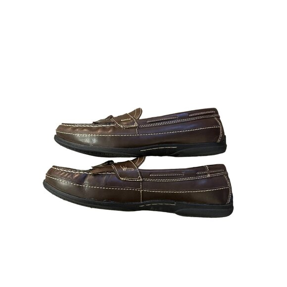 Chaps Men’s Loafers 10.5M Brown Leather Tassel Slip On Dress Shoes 96-26098 - Picture 2 of 16